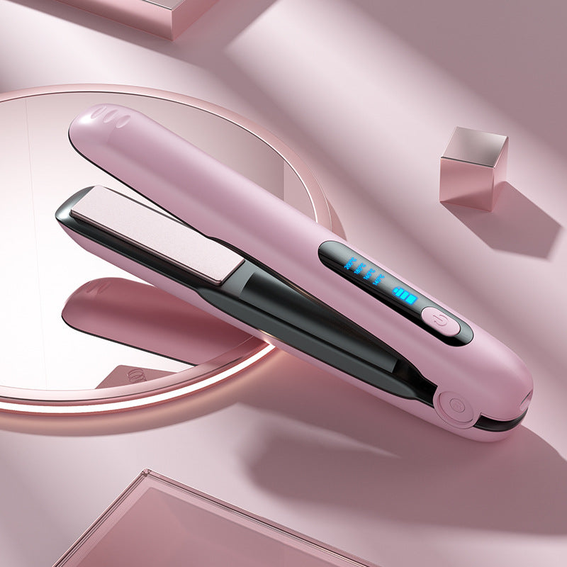 Wireless Hair Straightener Flat Iron Mini 2 In 1 Roller USB Rechargeable 5000mAh Portable Cordless Curler With 4 Heat Levels For Dry & Wet Hair