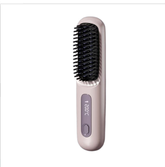 2-in-1 Wireless Hair Straightener & Curler Comb – Fast Heating Portable USB Rechargeable Styling Brush