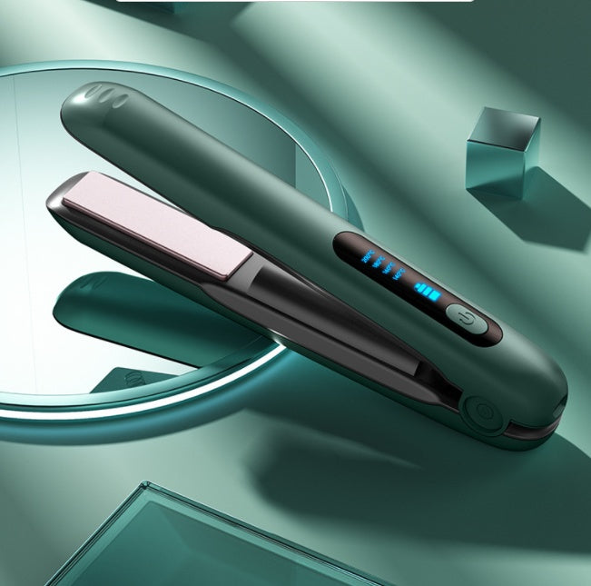 Wireless Hair Straightener Flat Iron Mini 2 In 1 Roller USB Rechargeable 5000mAh Portable Cordless Curler With 4 Heat Levels For Dry & Wet Hair