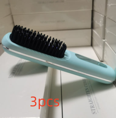 2-in-1 Wireless Hair Straightener & Curler Comb – Fast Heating Portable USB Rechargeable Styling Brush