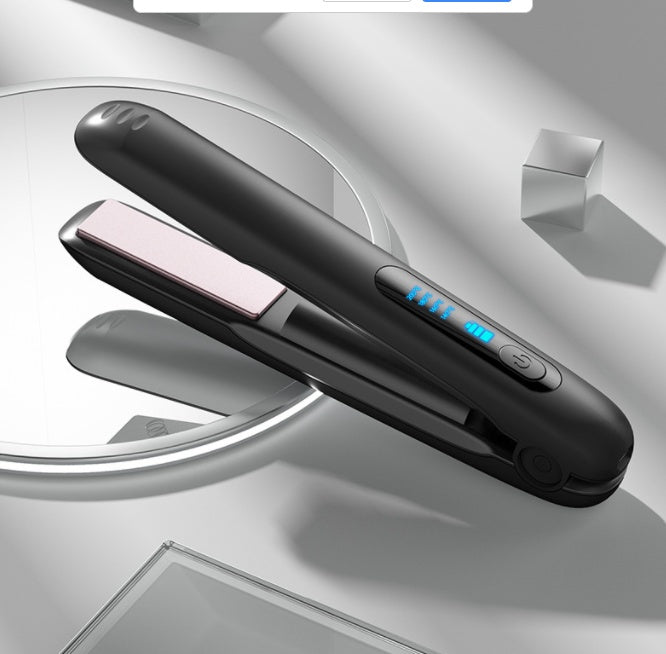 Wireless Hair Straightener Flat Iron Mini 2 In 1 Roller USB Rechargeable 5000mAh Portable Cordless Curler With 4 Heat Levels For Dry & Wet Hair