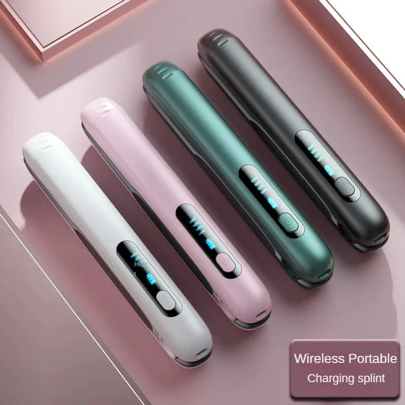 Wireless Hair Straightener Flat Iron Mini 2 In 1 Roller USB Rechargeable 5000mAh Portable Cordless Curler With 4 Heat Levels For Dry & Wet Hair