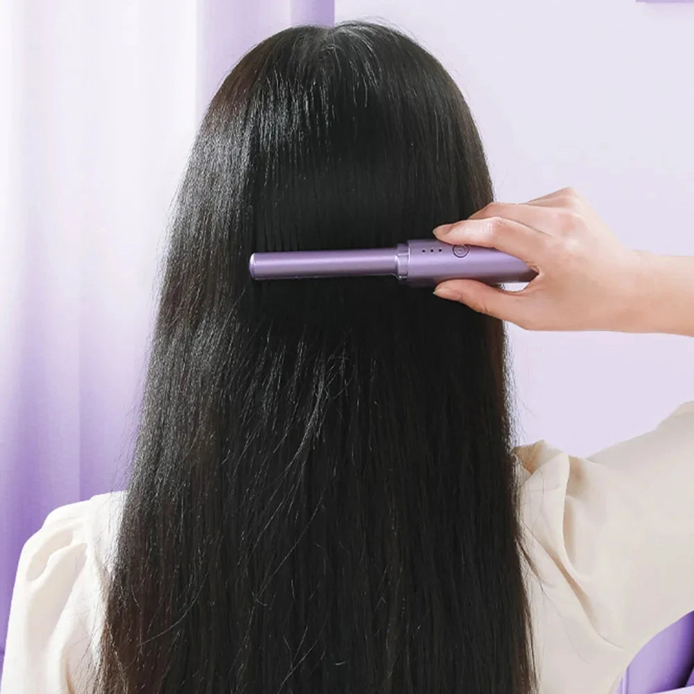 Professional Wireless Hair Straightener & Curler Comb – Fast Heating Negative Ion Styling Brush