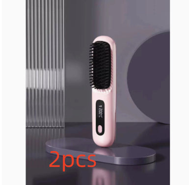 2-in-1 Wireless Hair Straightener & Curler Comb – Fast Heating Portable USB Rechargeable Styling Brush