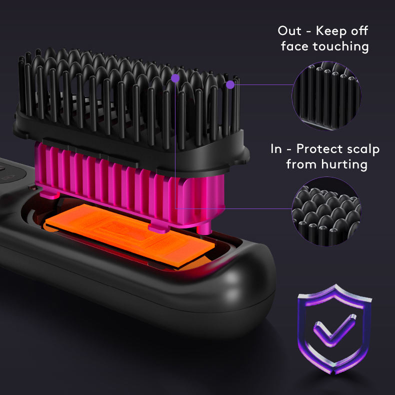 2-in-1 Wireless Hair Straightener & Curler Comb – Fast Heating Portable USB Rechargeable Styling Brush