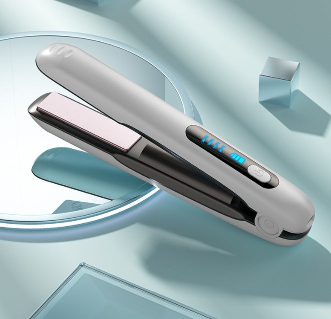 Wireless Hair Straightener Flat Iron Mini 2 In 1 Roller USB Rechargeable 5000mAh Portable Cordless Curler With 4 Heat Levels For Dry & Wet Hair
