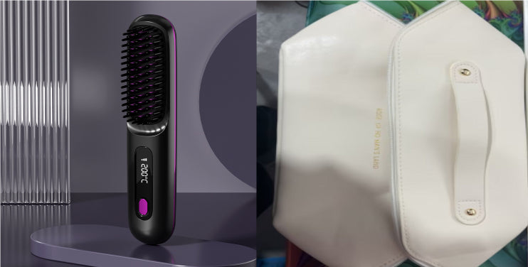 2-in-1 Wireless Hair Straightener & Curler Comb – Fast Heating Portable USB Rechargeable Styling Brush