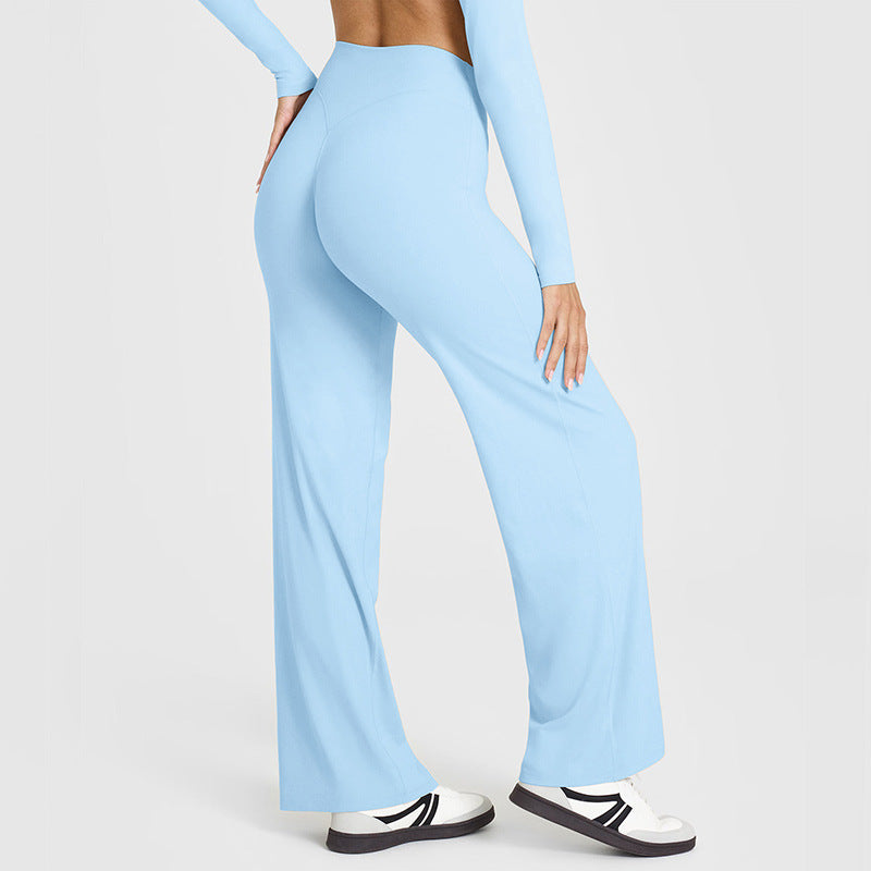 Women’s High-Waisted Slimming Yoga Pants – Loose Straight-Leg Stretch Fitness & Casual Wear