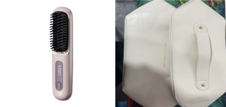 2-in-1 Wireless Hair Straightener & Curler Comb – Fast Heating Portable USB Rechargeable Styling Brush