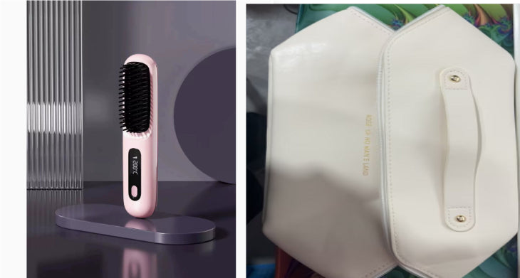 2-in-1 Wireless Hair Straightener & Curler Comb – Fast Heating Portable USB Rechargeable Styling Brush