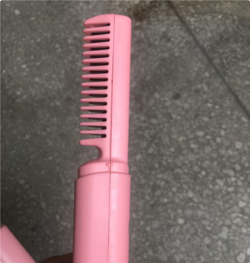 Professional Wireless Hair Straightener & Curler Comb – Fast Heating Negative Ion Styling Brush