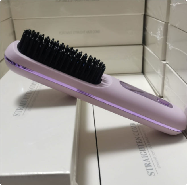 2-in-1 Wireless Hair Straightener & Curler Comb – Fast Heating Portable USB Rechargeable Styling Brush