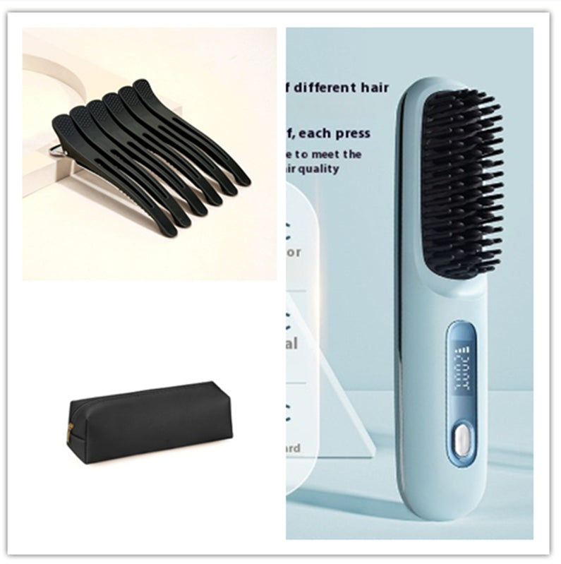 2-in-1 Wireless Hair Straightener & Curler Comb – Fast Heating Portable USB Rechargeable Styling Brush