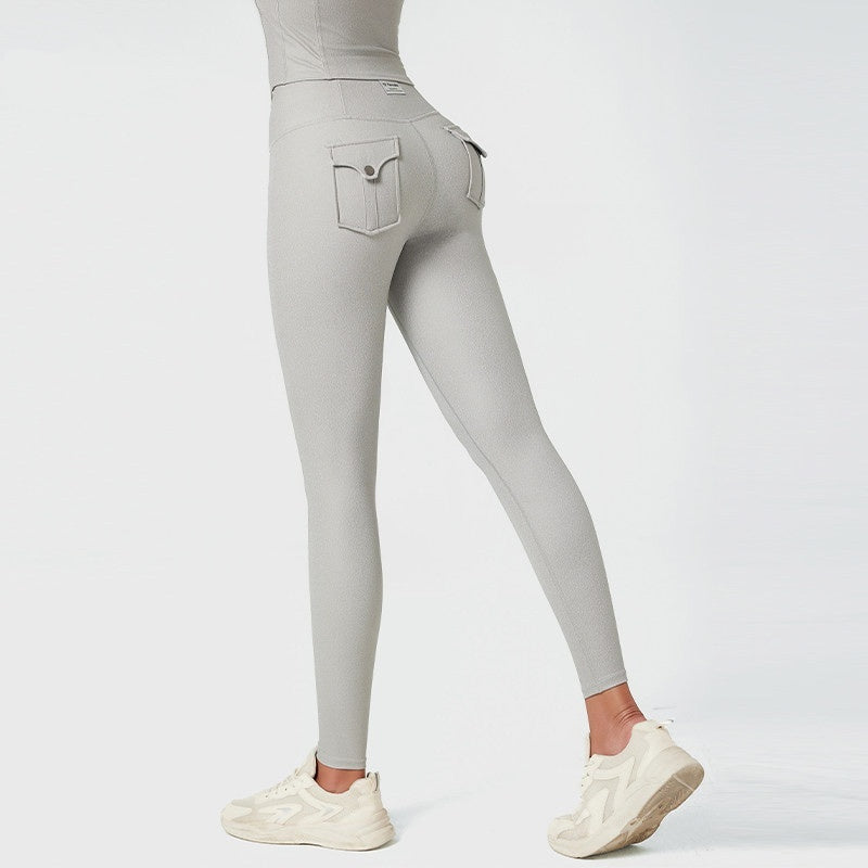 Women’s High-Waisted Slimming Yoga Pants – Fitness Running Cargo Tights for Workout & Outdoor Wear