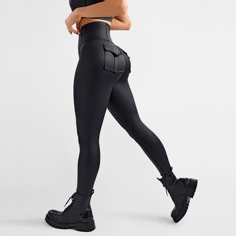 Women’s High-Waisted Slimming Yoga Pants – Fitness Running Cargo Tights for Workout & Outdoor Wear